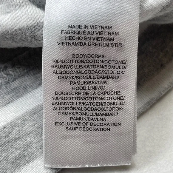Lauren Ralph Lauren Striped Hoodie Pullover Henley Pocket Gray White Size S - Picture 6 of 11